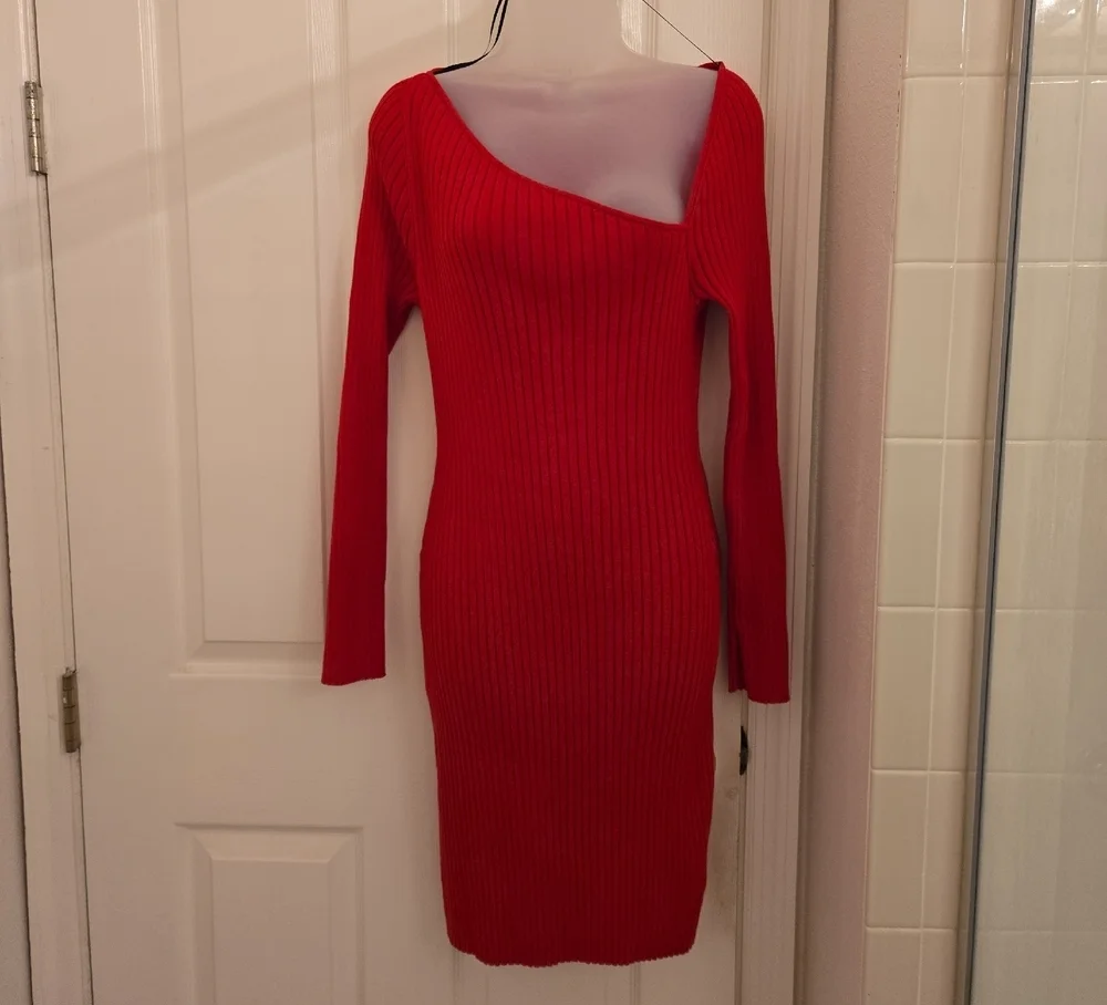 asymmetrical dress h&m Ladies - Dark Blue Draped Asymmetric Dress - Size: M